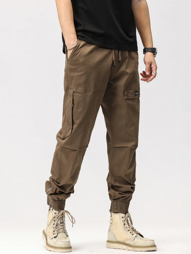 

2023 Spring Summer Multi-Pockets Cargo Pants Men Thin Cotton Fabric Workwear Overalls Man Work Joggers Slim Casual Trousers