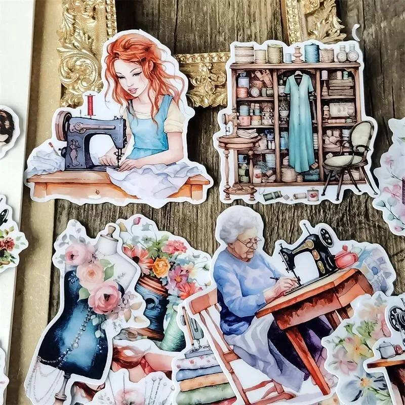Victoria Girl Sewing Machine Stickers Girl Stickers Crafts and Scrapbooking Stickers Toys Book Decorative Sticker DIY Stationery