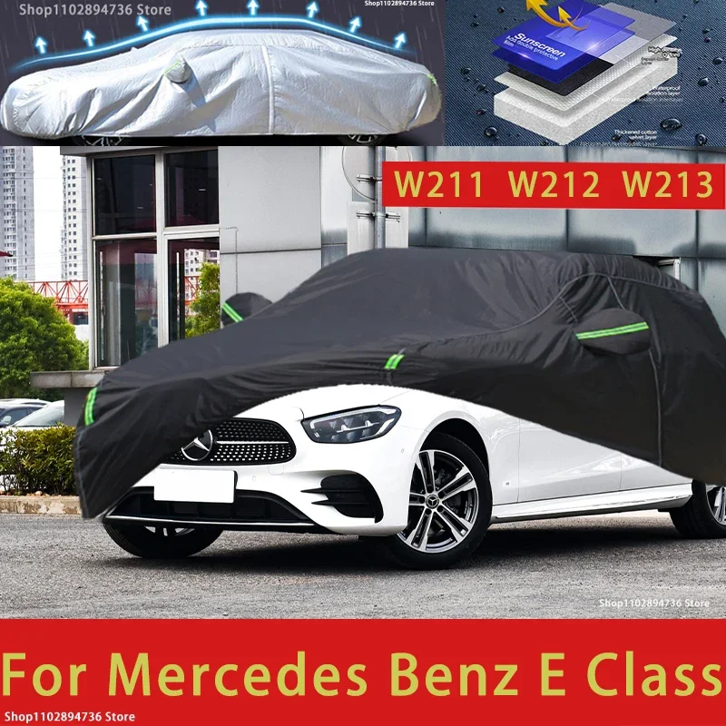 

For Mercedes Benz E Class W211 W212 W213 Outdoor Protection Full Car Cover Covers Sunshade Waterproof Dustproof Black Car Cover