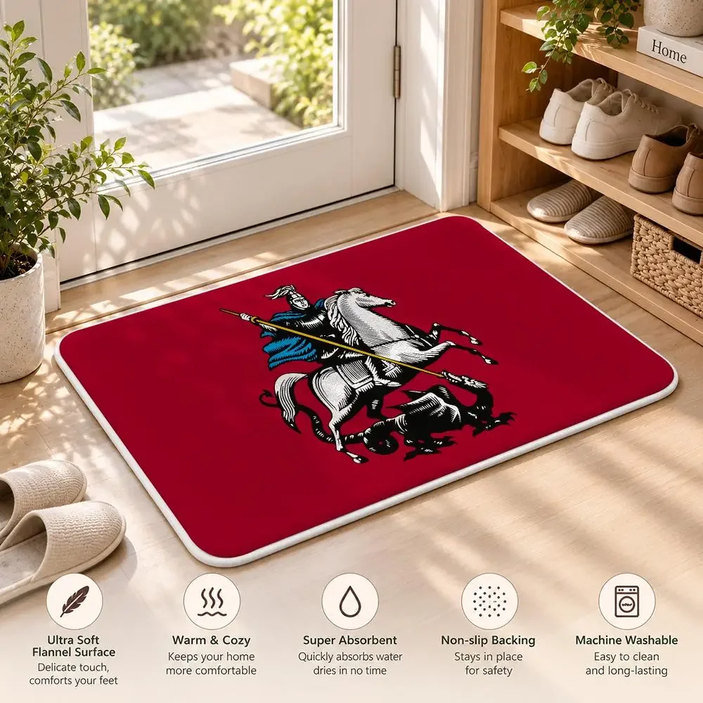Russian Federation Moscow Capital Floor Mat Flannel Rug Soft Non Slip Door MatBathroom Bedroom Kitchen Living Room Home Decor