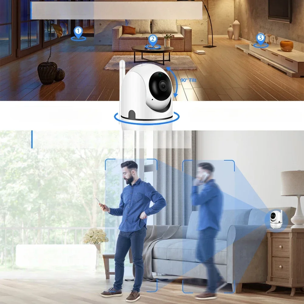 1080P กล้องสุนัข Motion Detection การติดตามอัตโนมัติ 2-Way Audio กล้องเด็ก Pan/TILT WiFi Security กล้องสําหรับ Baby Monitor FHD