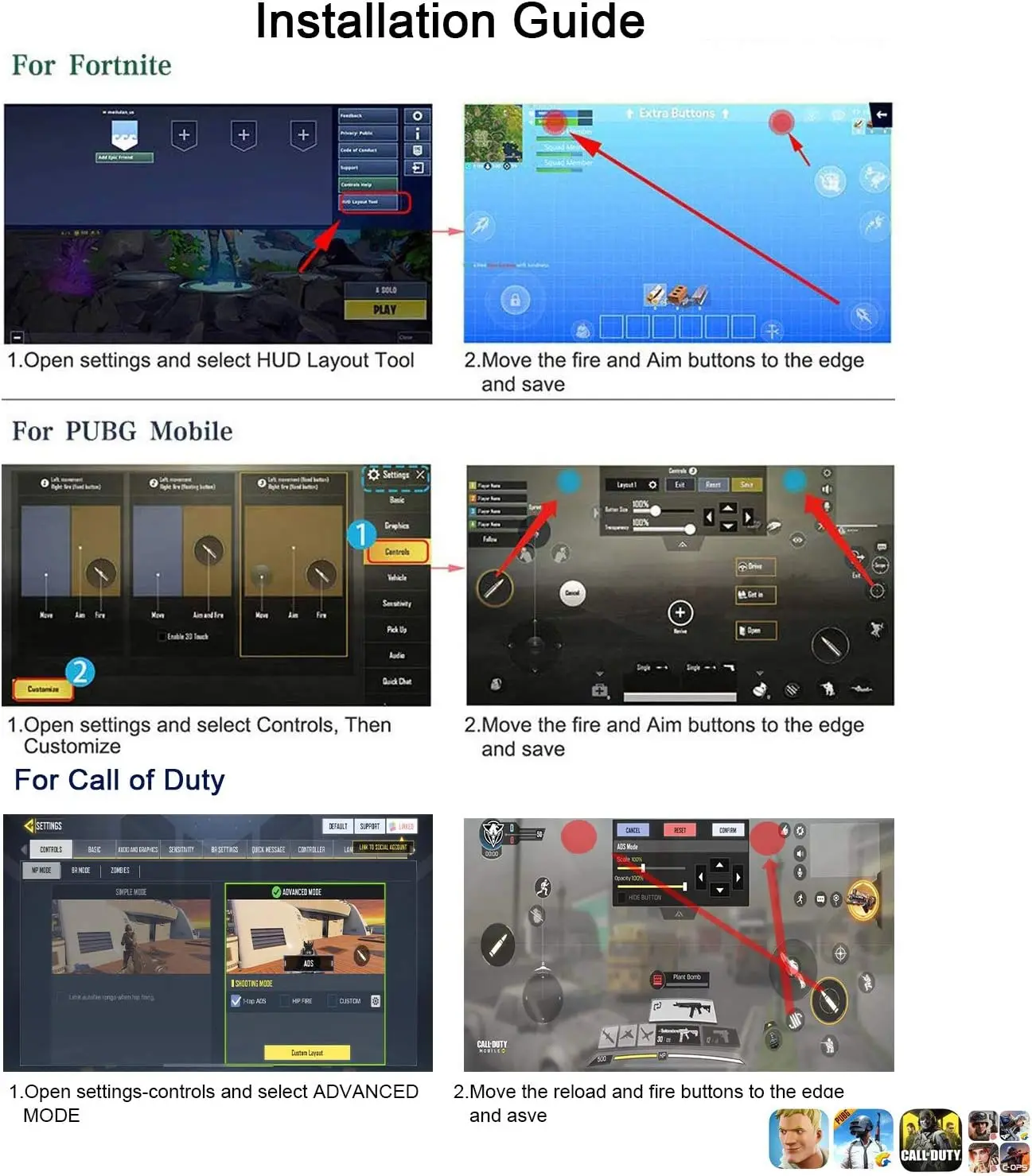 وحدة تحكم ألعاب الهاتف المحمول K21 لـ PUBG Aim Trigger Fire Button L1 R1 Shooter Sensitive Joystick Gamepad لهاتف iPhone وAndroid