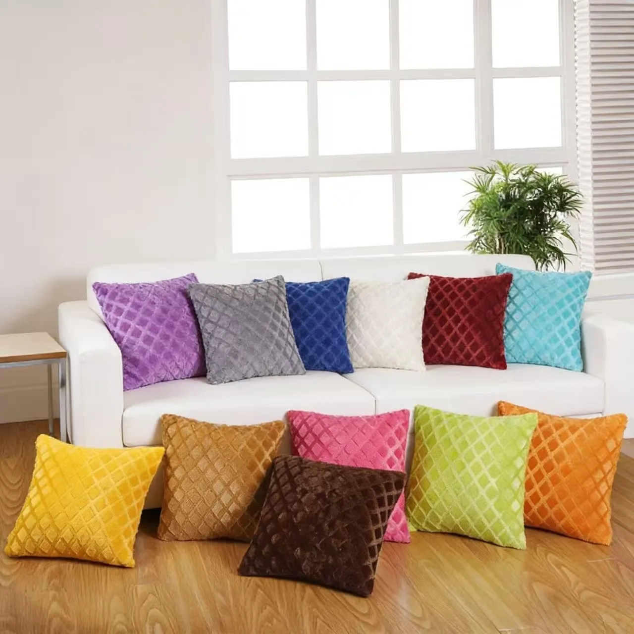 2pcs Plush Diamond Pattern Diamond Throw Pillow Covers, Suitable for Various Occasions Such as Bedding and Home Decoration