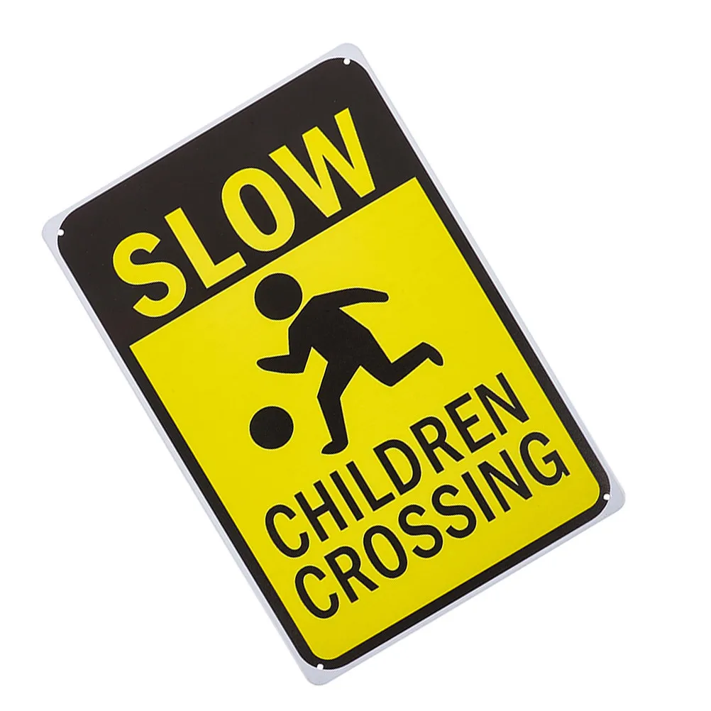 Slow Down Crossing Metal Road Sign Bright Caution Safety Sign for Traffic Residential Driveway Street Signs