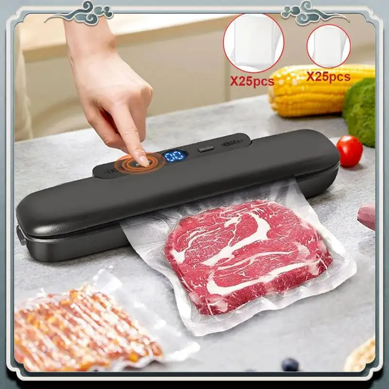 

Durable Automatic Vacuum Sealer Machine For Food Storage With 50Pcs Food Saver Bags Sealing Machine For Vacuum EU Plug-Black Dur