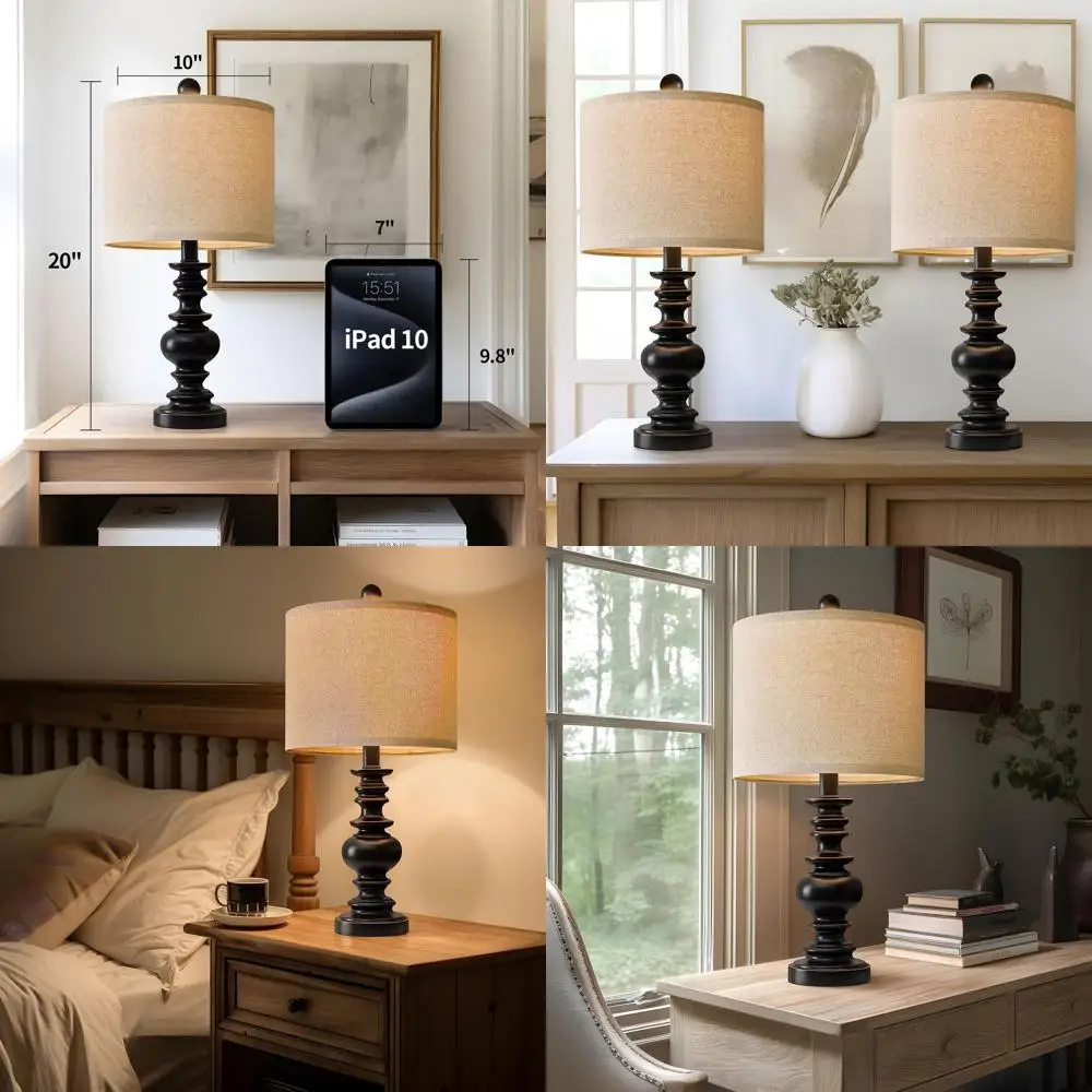 

Пара из 20 винтажных настольных ламп в деревенском стиле для спальни, гостиной и небольших помещений.