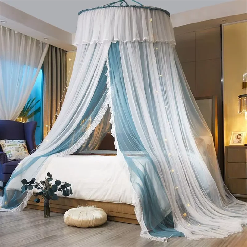 Summer Hung Dome Mosquito Net Round Luxury Mosquito Net Girl Bedroom Decor Household Bed Curtain Mosquito Net Double-layer Gauze