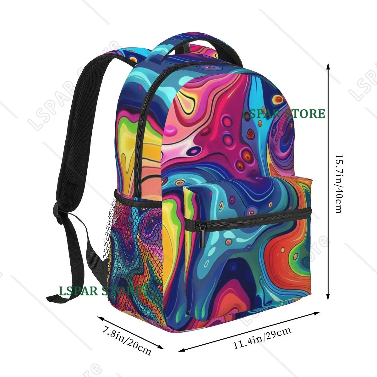 Vibrant Colorful Pattern Backpack Student Boys Girls BookBag Children School Bag Computer Shoulder Bags for Men Women