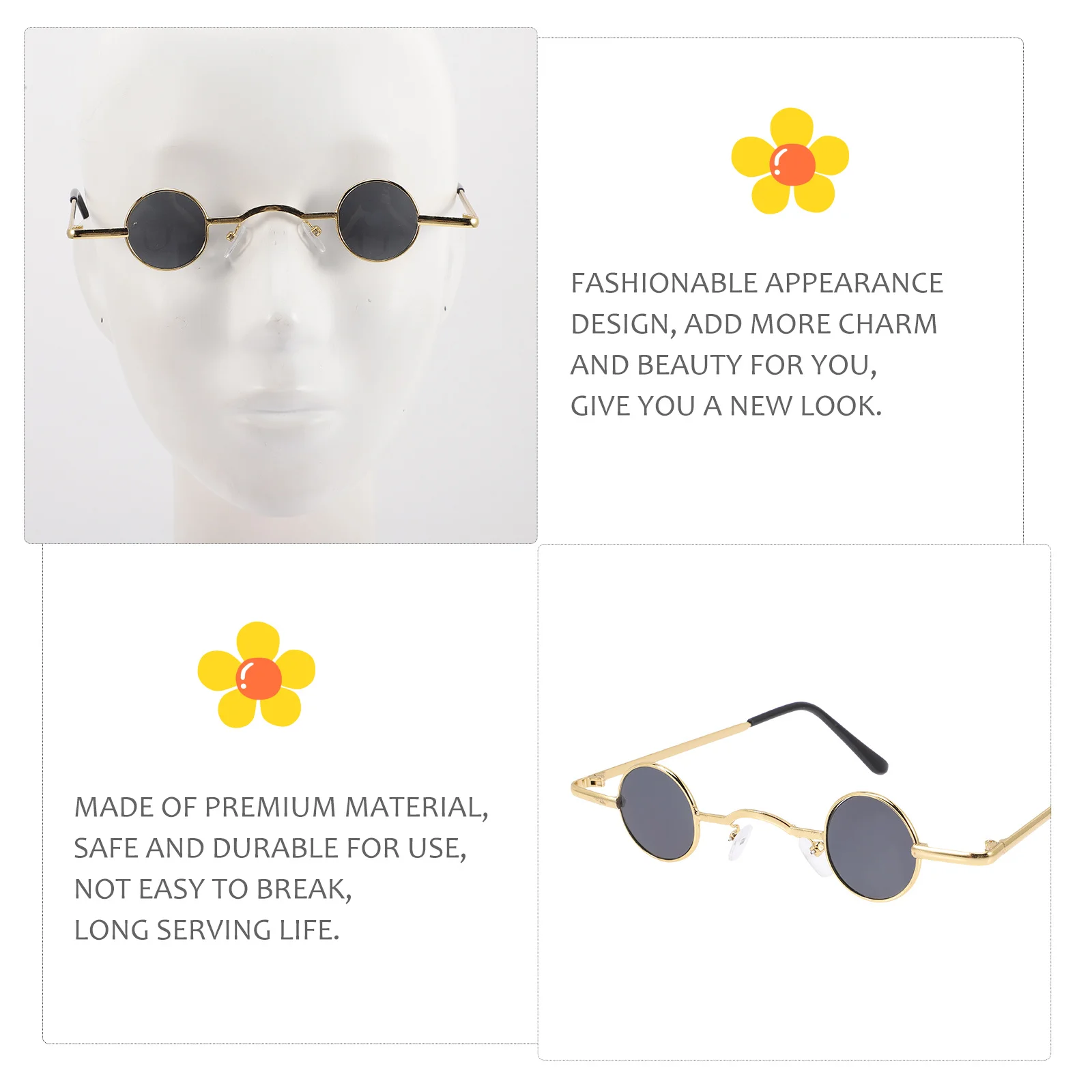 

Punk Sunglasses Vintage Round Uv Protection Metal Frame Unisex Stylish for Party Wedding Events Fashion Retro Circle