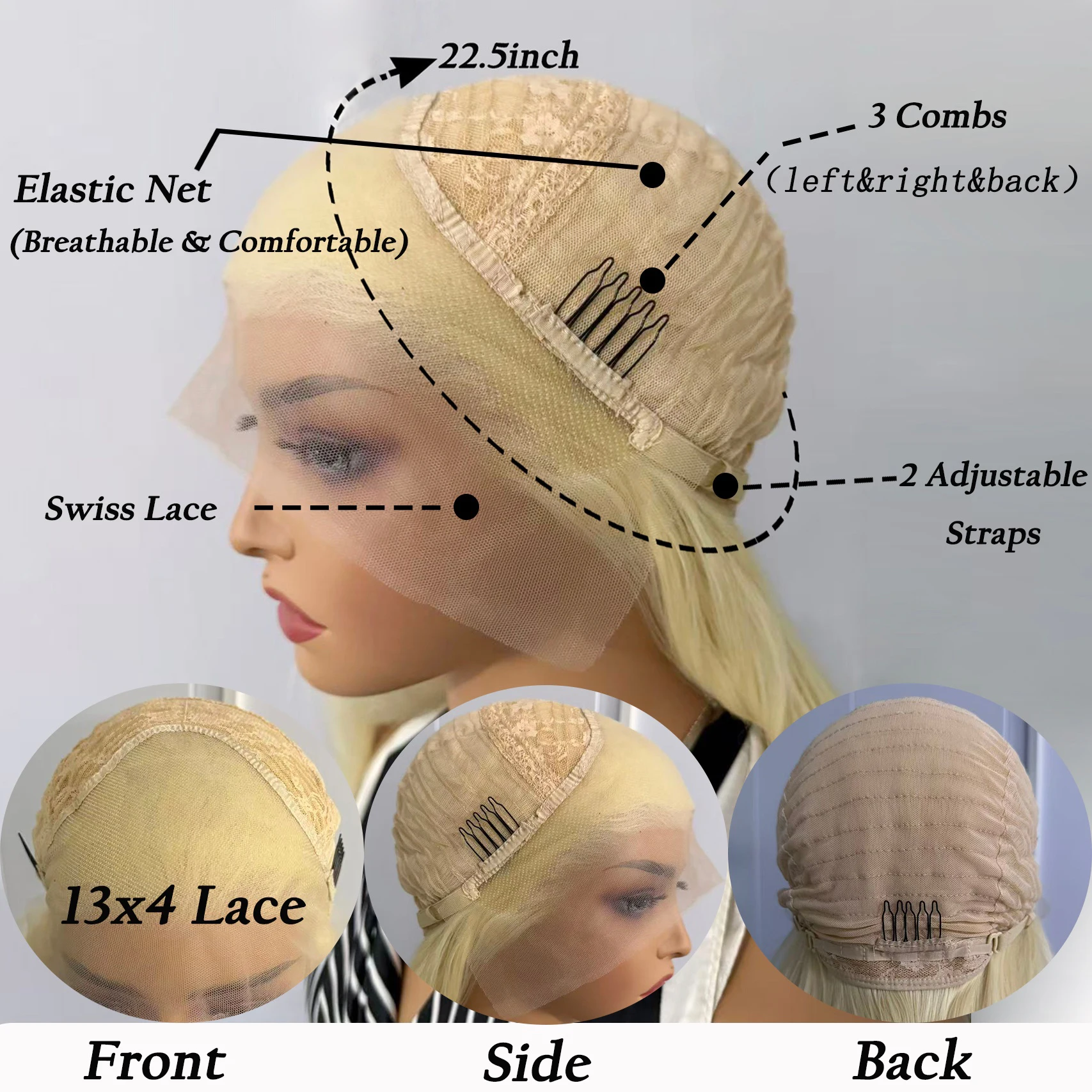 AIMEYA 613 Blonde Wig Long Body Wave Lace Front Wig  Synthetic Lace Wig for Women Girl Heat Resistant Hair Daily Use