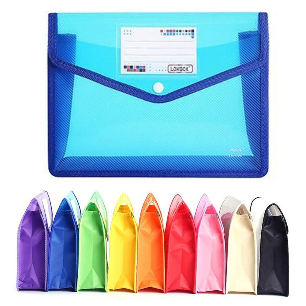 Carpetas de archivos A4/5, bolsa de PVC duradera, bolsa para documentos de gran capacidad, organizador de archivos impermeable, carpeta tipo sobre, bolsa de almacenamiento de papelería