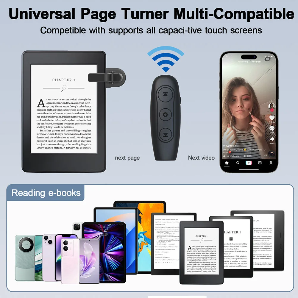 Remote Control Page Turner For Kindle Paperwhite E-Reader Clicker Camera Finger Clicking Device Page Turner Remote Control