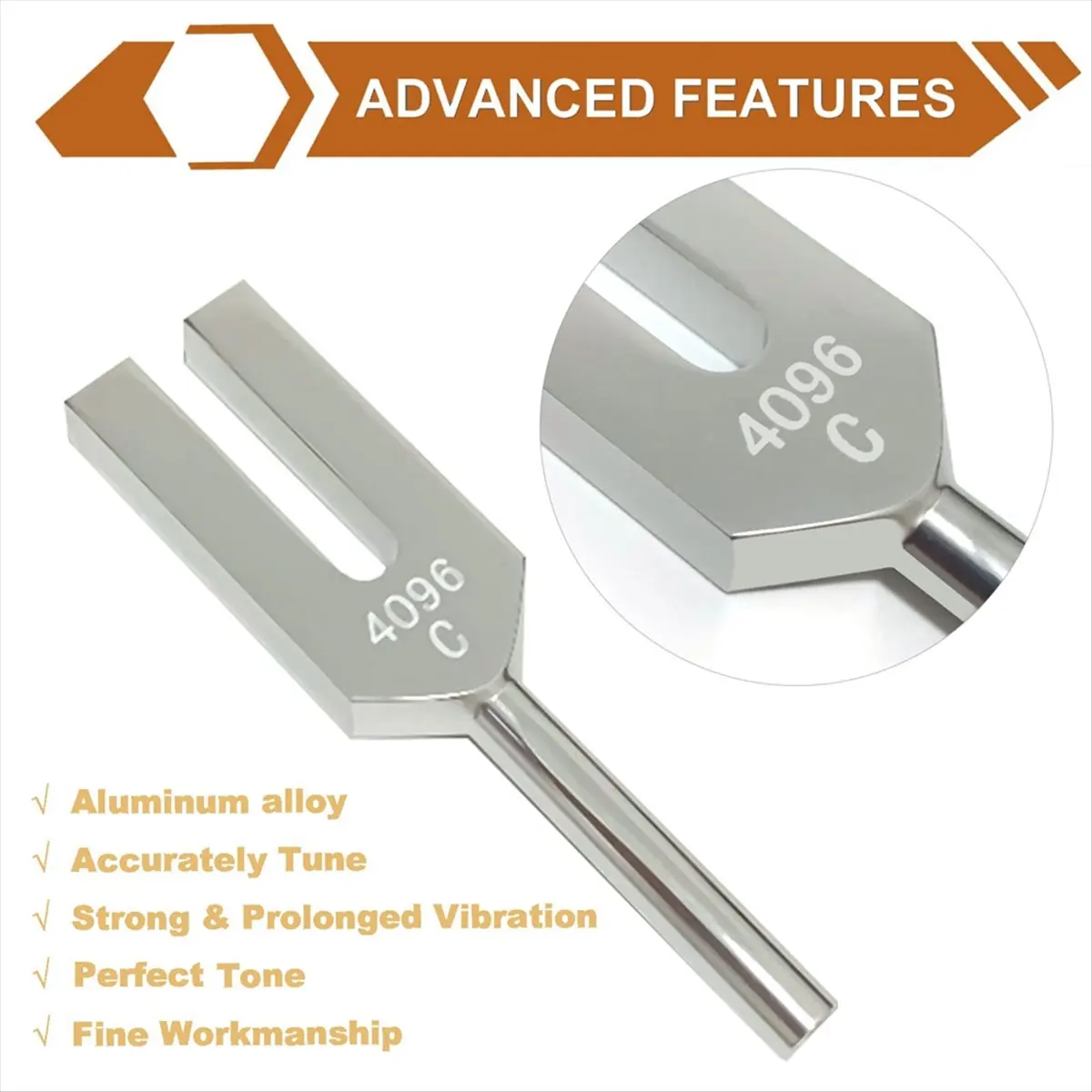 A78I 4096 Hz Tuning Fork, Crystal Tuning Fork for Healing, Medical-Grade with Wood Hammer and Soft Storage Bag