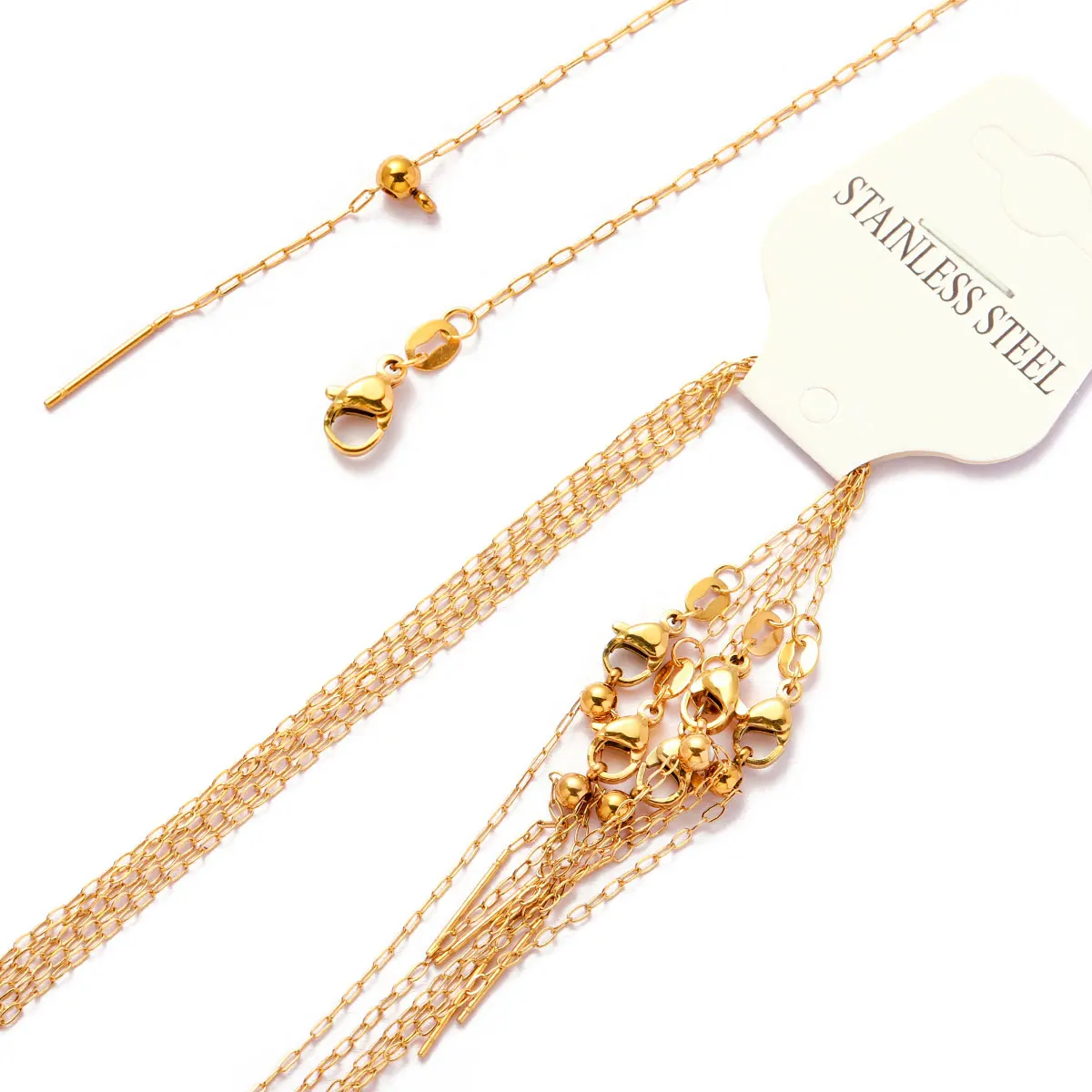 5pcs/Lot 18k Vacuum Gold Plated 50cm Stainless Steel Removable DIY Box Snake Cross Link Chain Necklace Women Pendant Jewelry