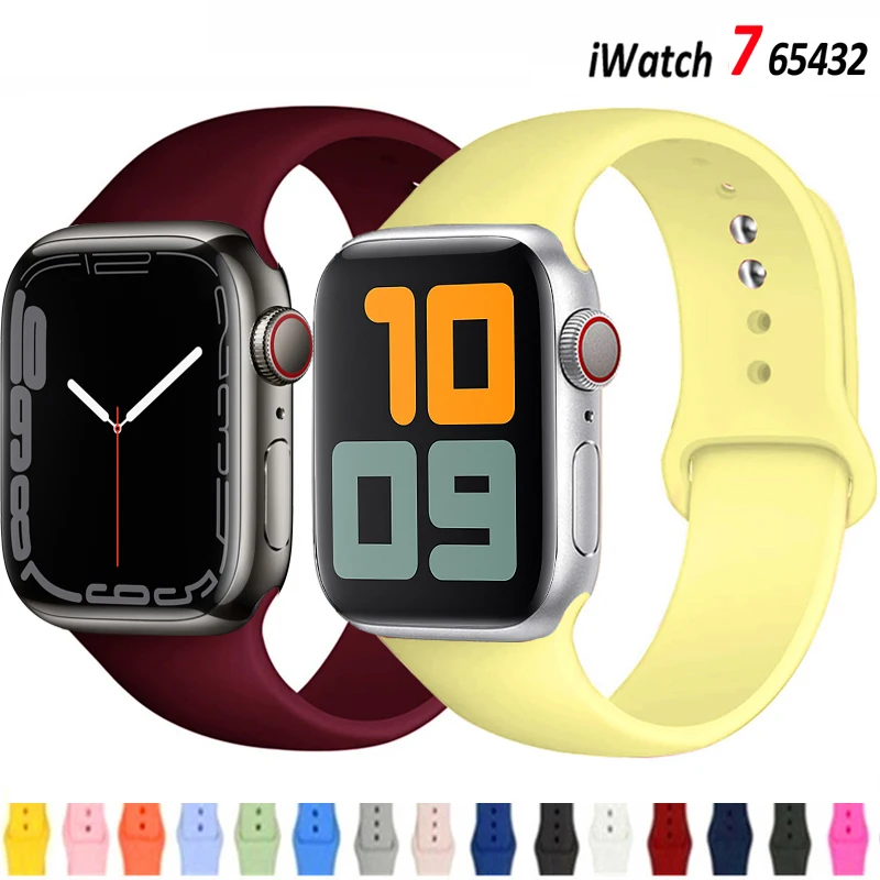 Silicone strap For Apple Watch band 44mm 40mm 42mm 38mm 40 44 mm 3 4 5 6 se correa watchband bracelet iWatch series 7 41mm 45mm