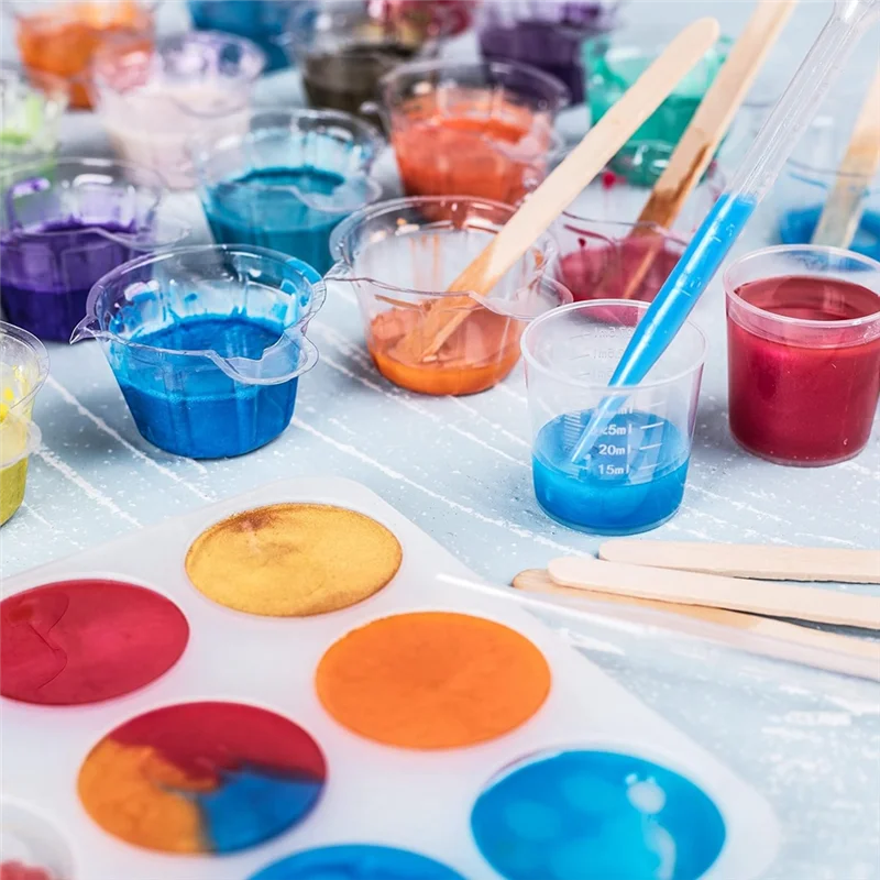 Kit de copos de mistura epóxi Flash Trend, 200 peças, plástico, copos de medição descartáveis de 30ml, conta-gotas para mistura de tinta, fabricação de joias