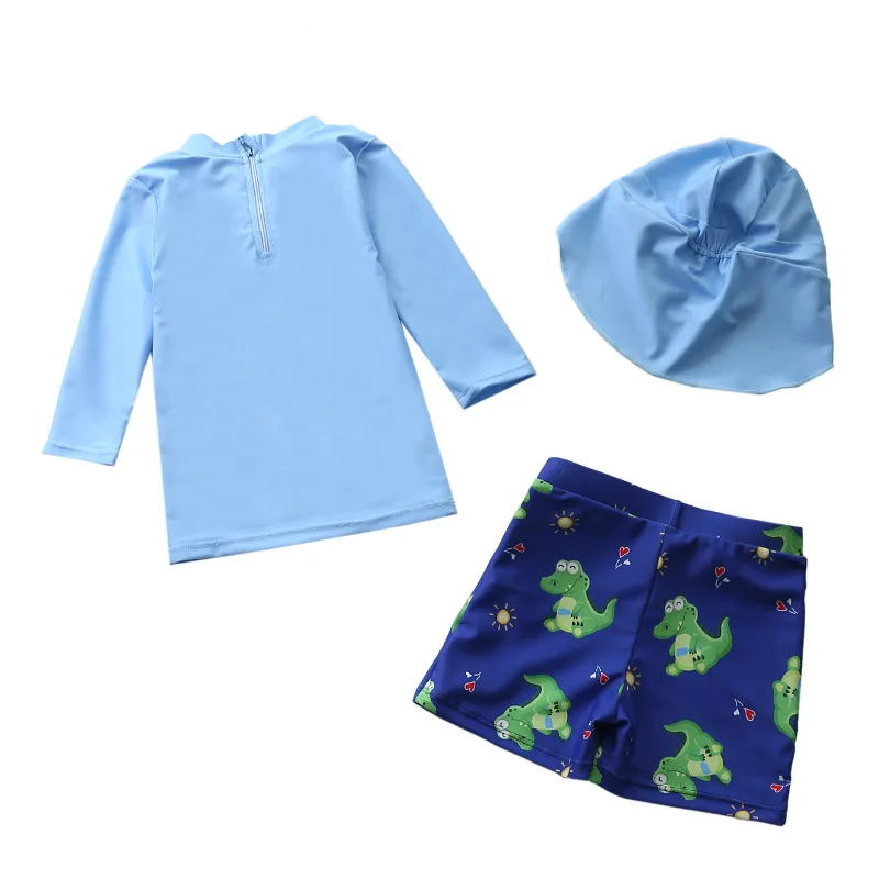 HappyFlute New Prints Split Long Sleeve Sunscreen Shark Dinosaur Baby Boys Breathable Swimsuit