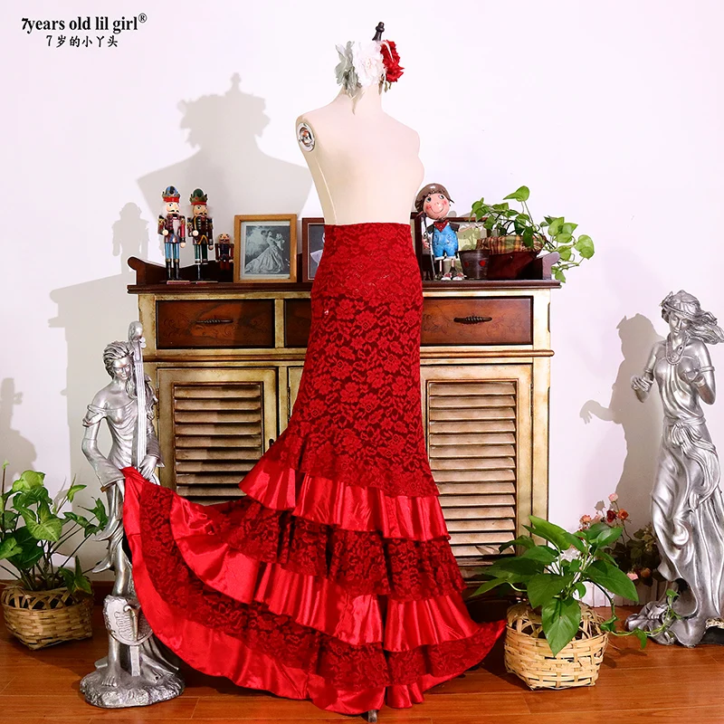 Spanish Flamenco Costume Performor Dress Women Girl Gyspy Ballroom Festival Performance Dance Wea DTT34