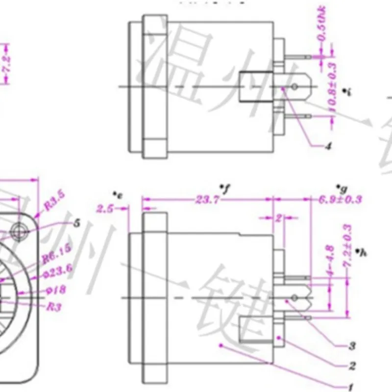 SP-003-2 Small square four-pin socket Connector  Straight foot female seat