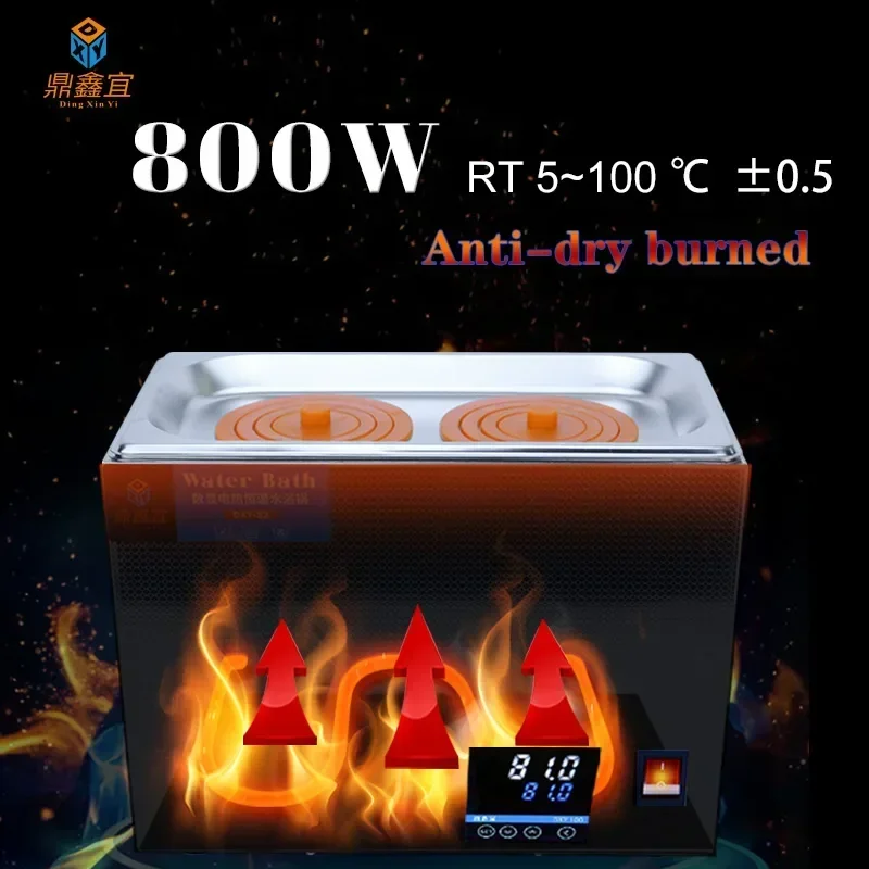 Digital Water Bath Anti-dry burned Constant Temperature Heating Tank 2 Holes LCD Display Thermostatic Water Bath 220V