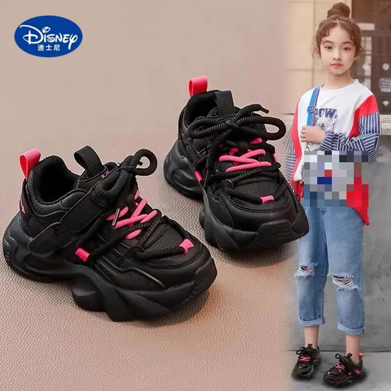 أحذية ديزني للبنات 2025 مكتنزة | أحذية منصة سوداء للأطفال الكبار، أحذية جري رياضية للمدرسة والملابس الكاجوال #1