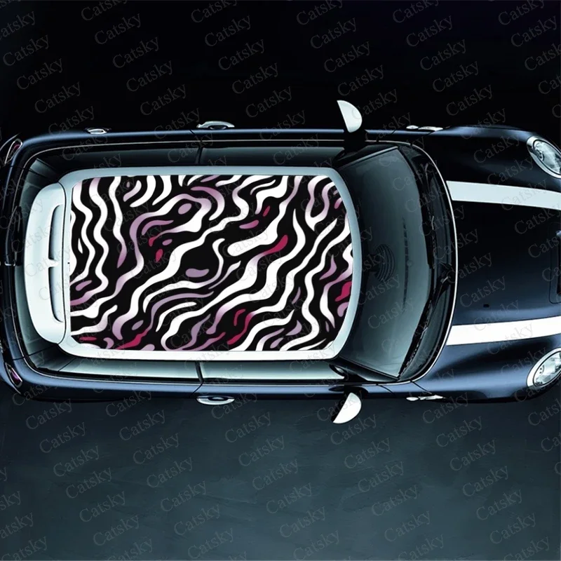 Zebra Camouflage Car Roof Sticker Wrap Racing SUV Accessories Packaging Painted PVC Custom Car Graphic Decal image 2