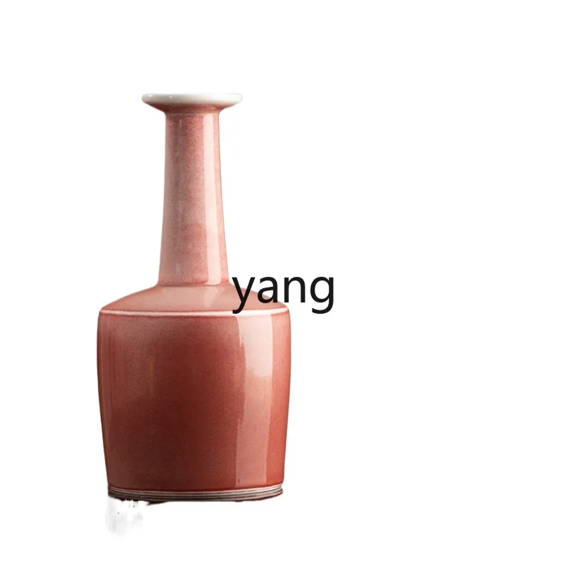 

L'm'm Yucheng Cowpea Red Bell-Shaped Vase High Ceramic Household Vase Chinese Household Ornaments