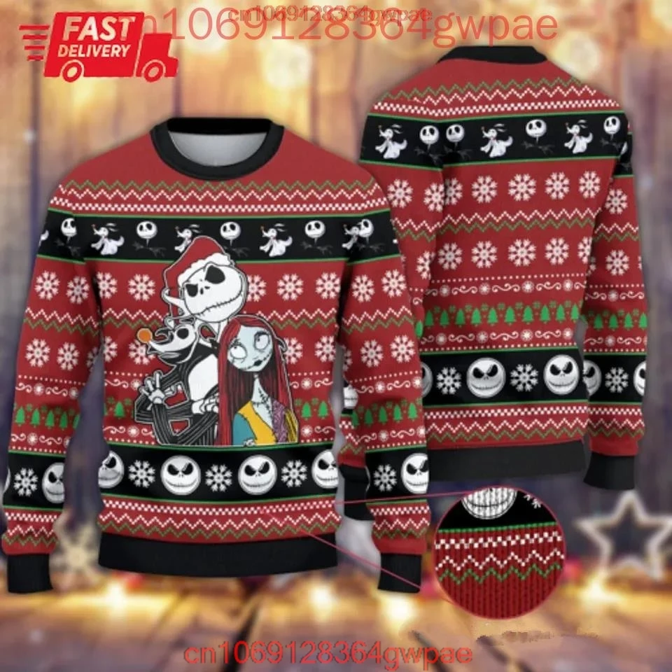 Jack And Sally Nightmare Before Christmas Ugly Sweater Men's Women's 3d Fashion Sweater Disney Ugly Christmas Sweater Tops