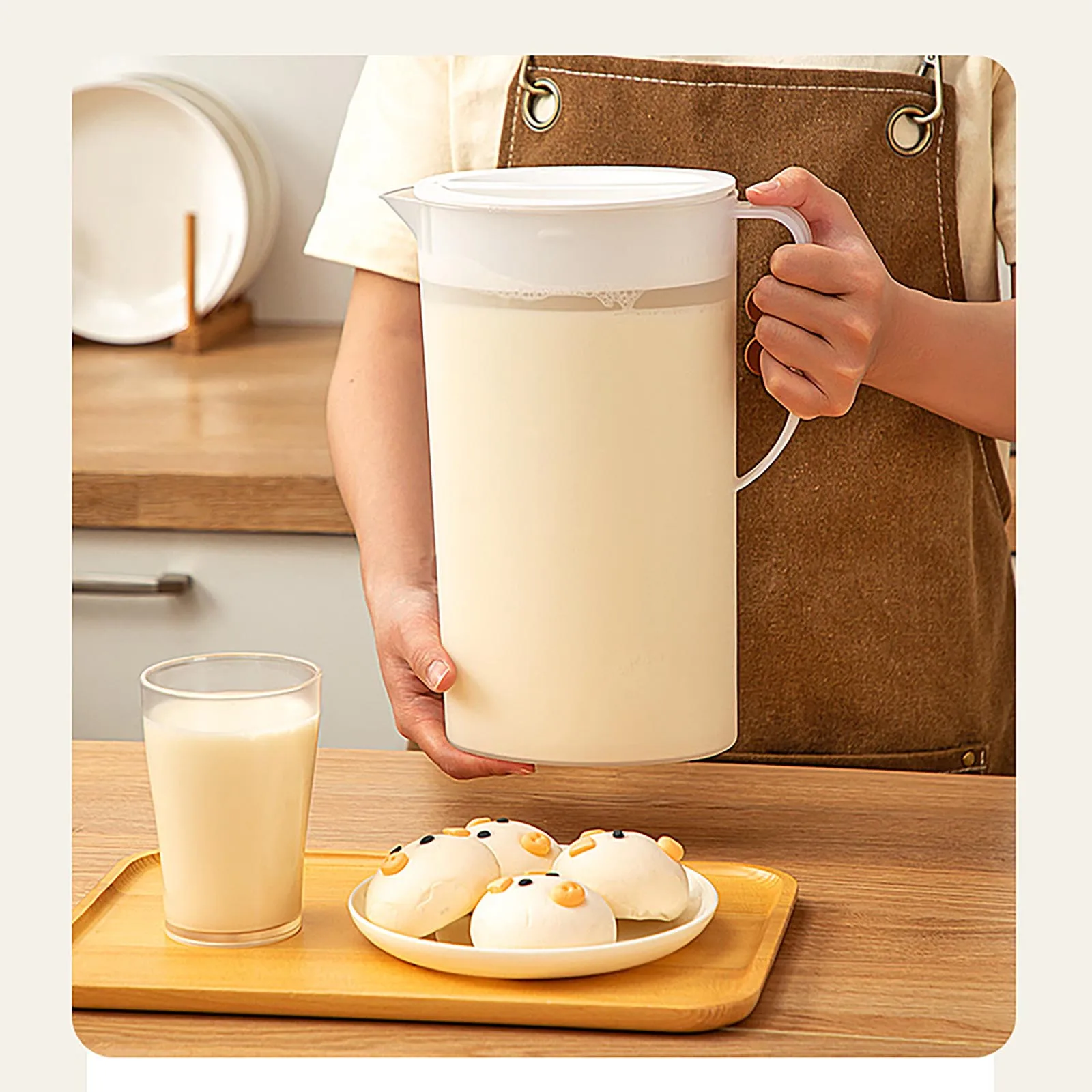 

1.5L/2L Cold Water Kettle Thicken PP Portable Large Capacity Heat-resistant Pitchers with Handle Summer Refrigerator Juice Jug