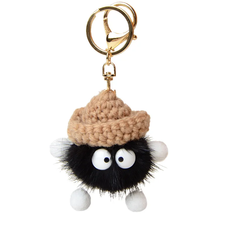 Mink Hair Small Coal Ball Pendant Delicate Lovely Plush Doll Key Chain Ornaments Ornaments Car Key Chain Wholesale