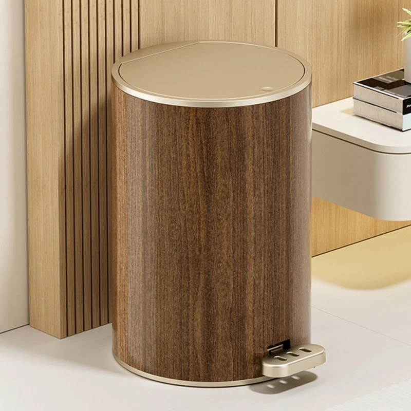 Trash Can Grained Rubbish Bin Sealed Trash Can with Lid Stable Base And Convenient Opening Mechanism 9L/12L