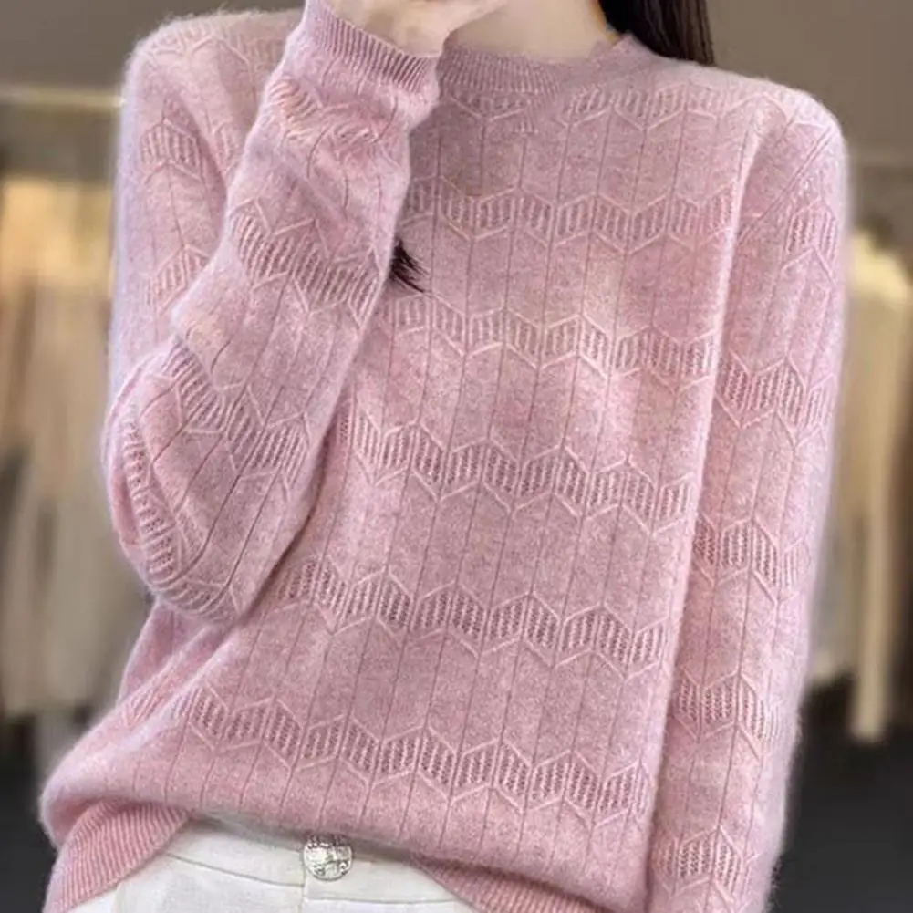 

Versatile Women Top Stylish Women's Round Neck Sweater with Unique Pattern Long Sleeve Knit Top for Breathable Comfort for Women