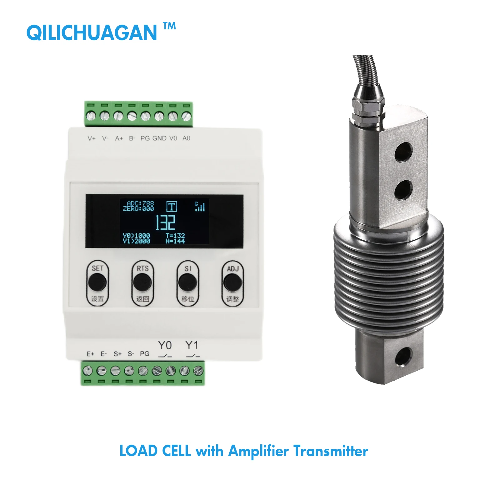 

Bellows Type Load Cell + Transmitter Amplifier With Display,Test Compression Force Weight Pressure Sensor Range 10kg - 500kg