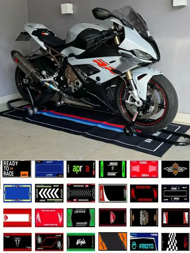 Mata motocyklowa do garażu, dywanik wyścigowy, antypoślizgowy dywanik dekoracyjny do prezentacji motocykli, personalizowana wycieraczka, dywanik do sypialni. — 2