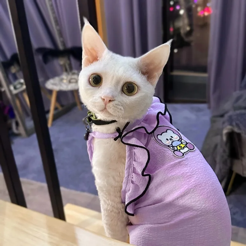 

Cute Kitten Outfits-Lightweight Breathable Polyester Cat Clothes for Spring Washable with Printed Pattern