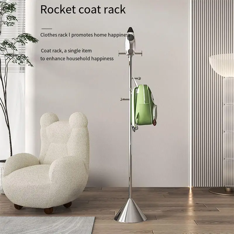 Italian Luxury Floor Hanger Iron upright simple clothes and hat rack Childlike rocket shaped unique coat and hat rack