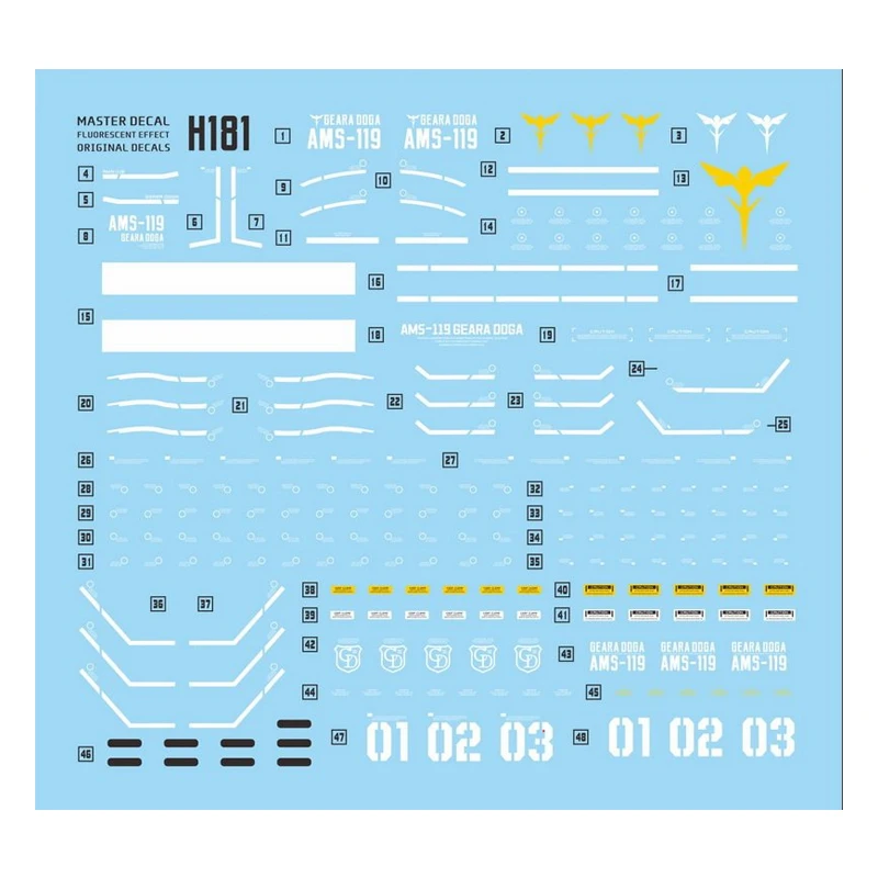 Master Waterslide Decal H181 High Precision Fluorescent for HG 1/144 Geara Doga Hobby DIY Detail Modified Accessories