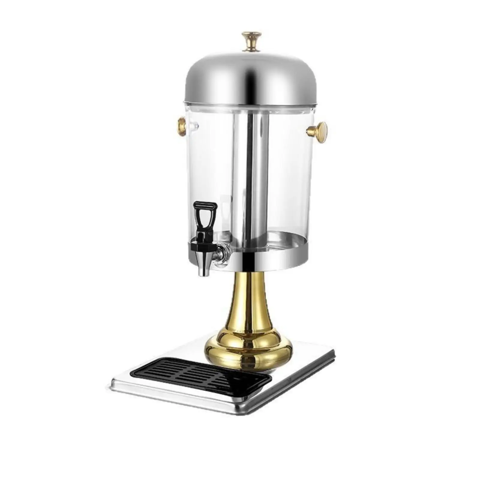 Juice Beverage Dispenser Stainless Steel Cold Drink Server with Ice Column Transparent Container for Buffet Restaurant Counter