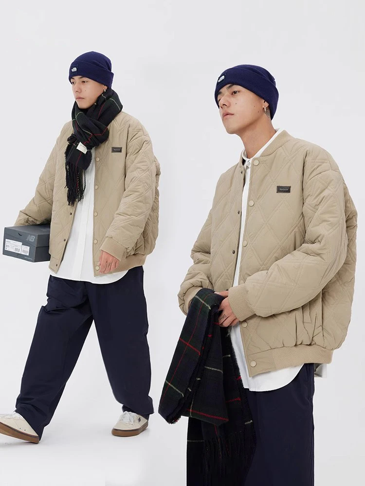 

NewJNXS Winter Jaet Men's Baseball Sle Quilted Cotton Workwear Coat Trendy Brand id Pattern ex Outerwear