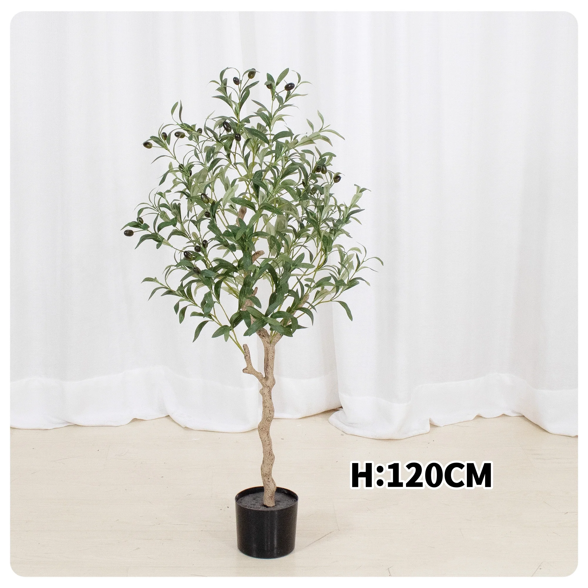 Tall Indoor Artificial Olive Tree Large Faux Branches Fruits PU Material Potted Silk Tree Planter Wall Decor Artificial Plant