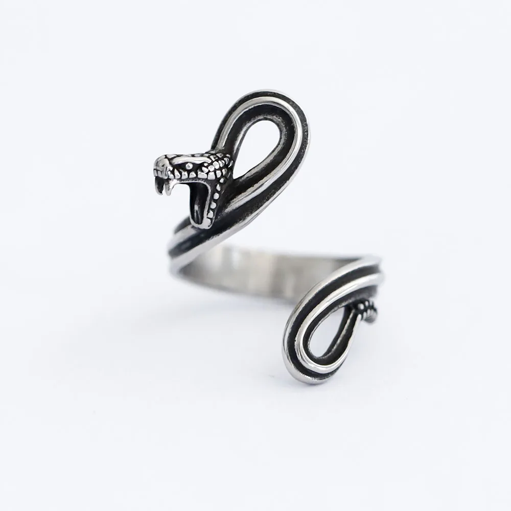 Vintage New Design Stainless Steel Snake Ring Punk Biker Hip Hope Ring For Men Women Animal Jewelry Free Shipping