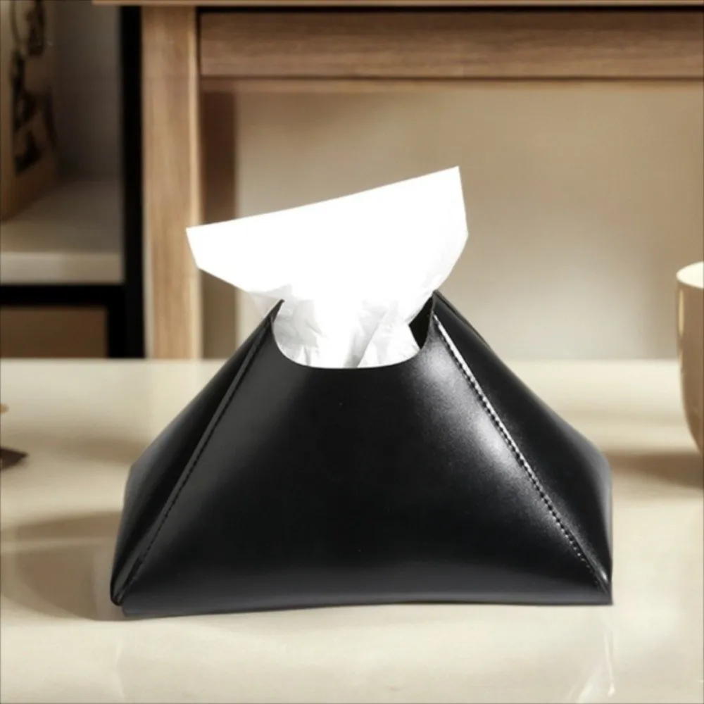 Minimalist PU Leather Leather Tissue Box Desktop Solid Color Paper Towel Holder Home Decoration Paper Towel Dispenser Home