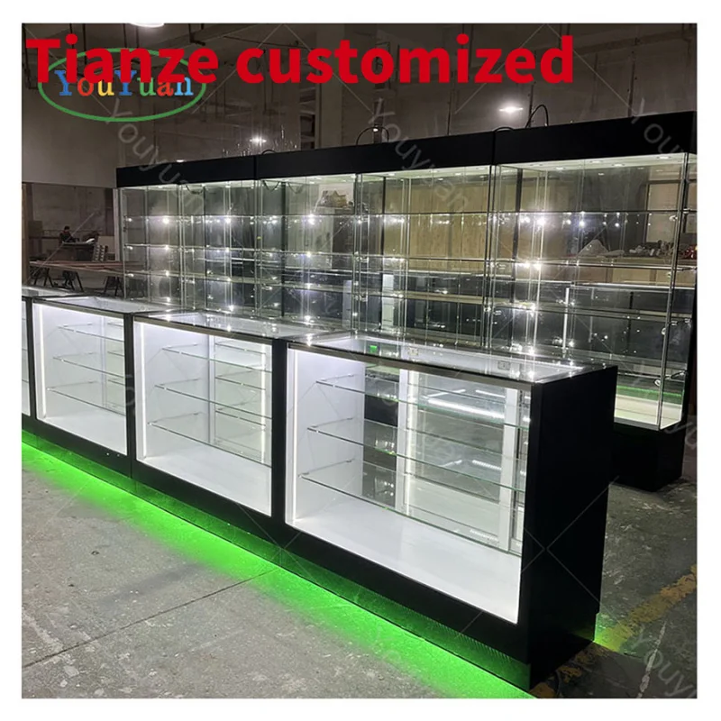 Personalizado Boutique Vidro Display Cabinet e Usado Vidro Showcases, Smoke Shop e Store Display Cases