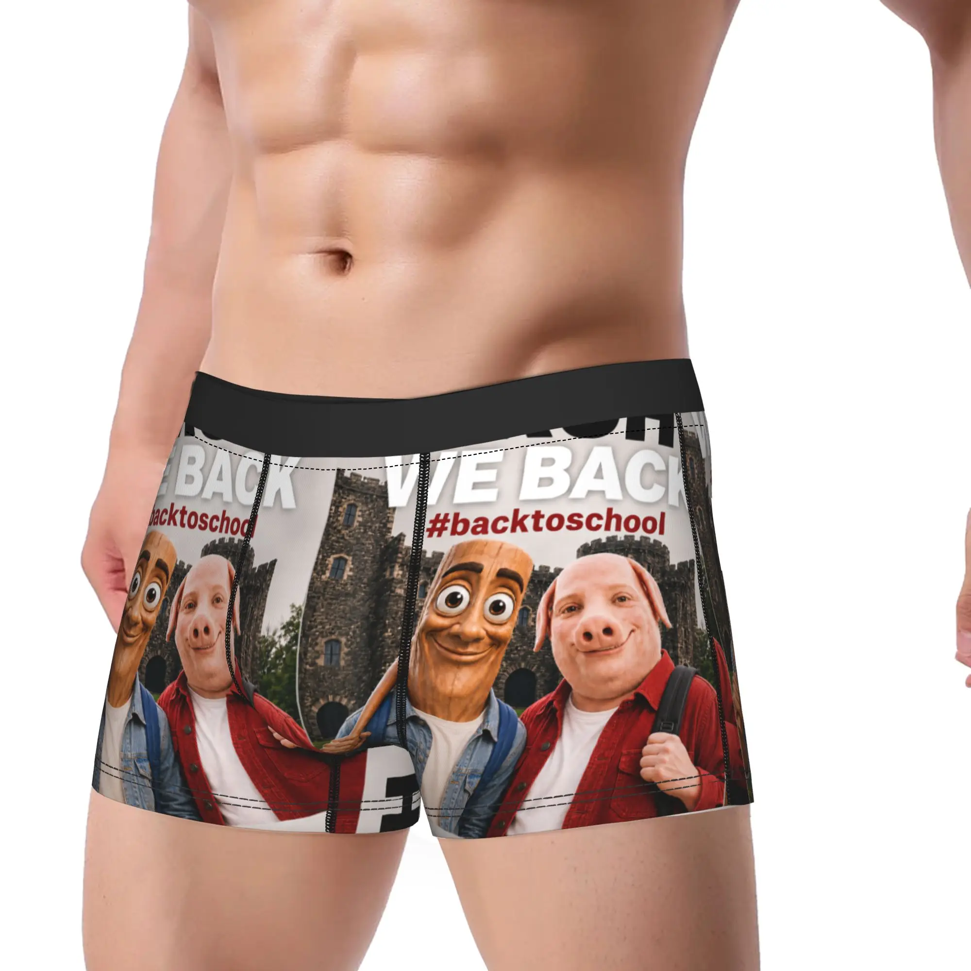 John Pork Tung Tung Tung Sahur Back to School Brainrot Underwear Sexy Soft Underpants Boxer Brief  Men 3D Pouch Plus Size Trunk