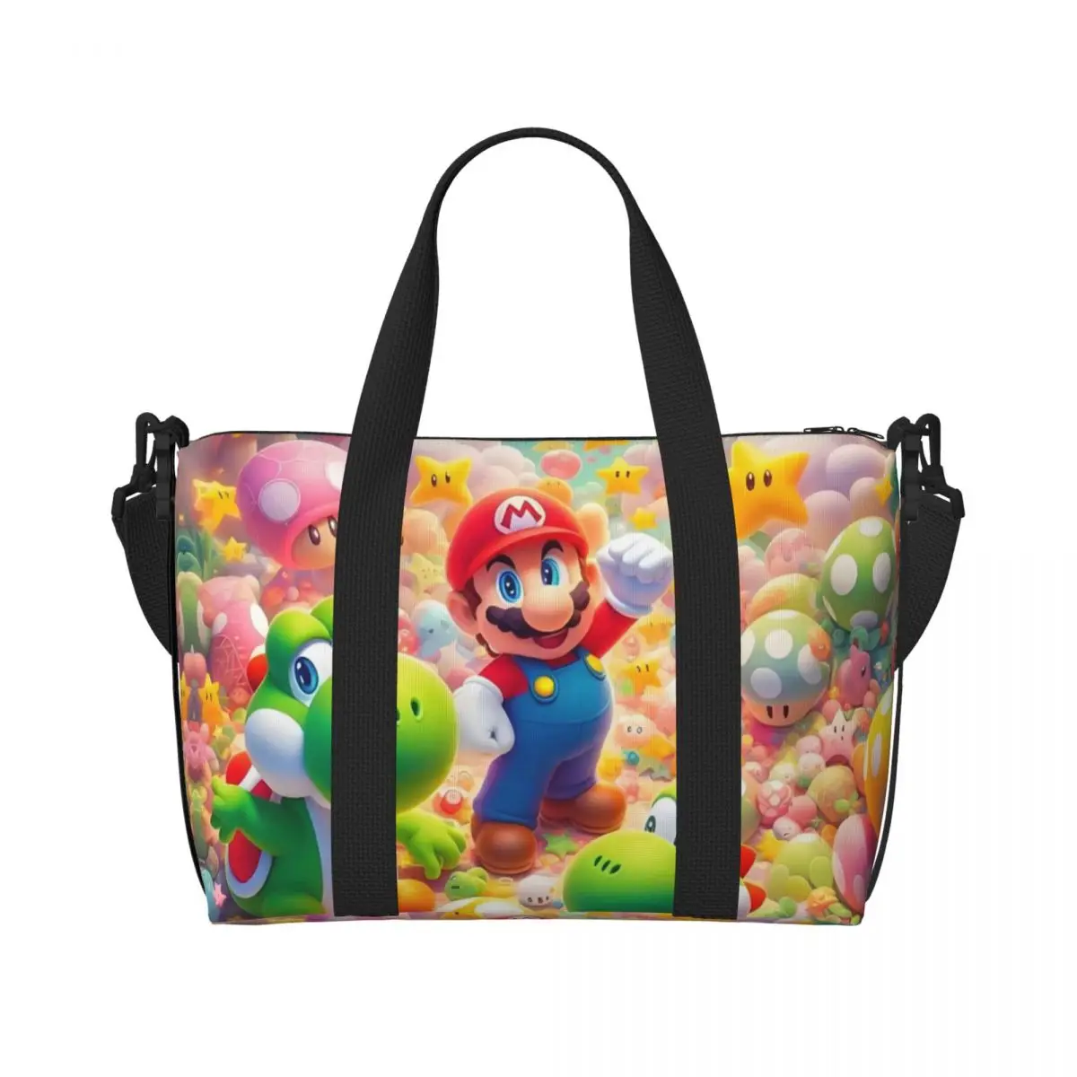 

Сумка-тоут с мультяшным персонажем M-Marios для женщин, большая вместительная сумка с красочным принтом для спортзала, пляжа и путешествий