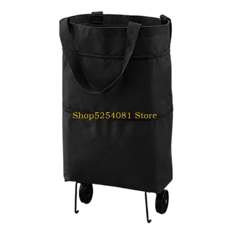 AXYC Household Grocery Cart on Wheels with Foldable Oxford Cloth Bag, Pull Handle and Portable Storage Between Trip