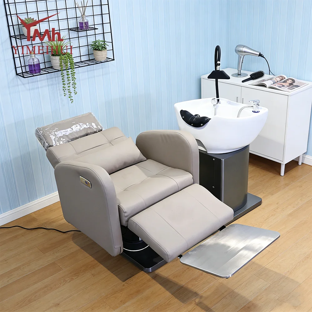 Hair Care New Premium Motorized Elevating Shampoo Chair Salon Gear With Expanded Lifting Frame