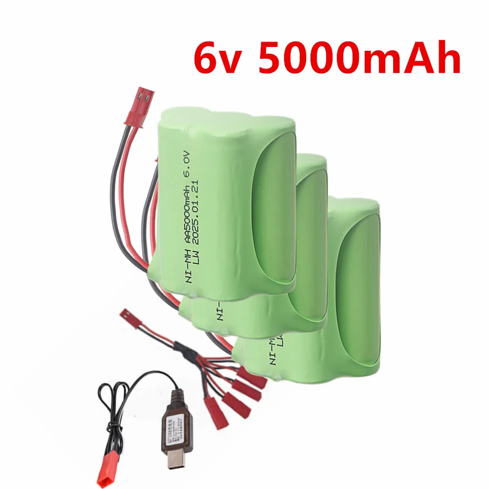 5*AA 6V 5000mah NiMH Battery / 6 V Charger For Rc toys Cars Tanks Robot Boats Electric toys Parts 6V Rechargeable Batteries