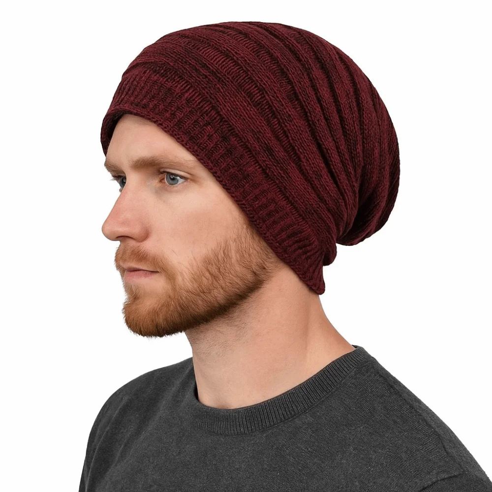 

Casual Woolen Knitted Pullover Hat Velvet Keep Warm Woolen Hat Solid Color Ear Protection Beanies Cap Winter