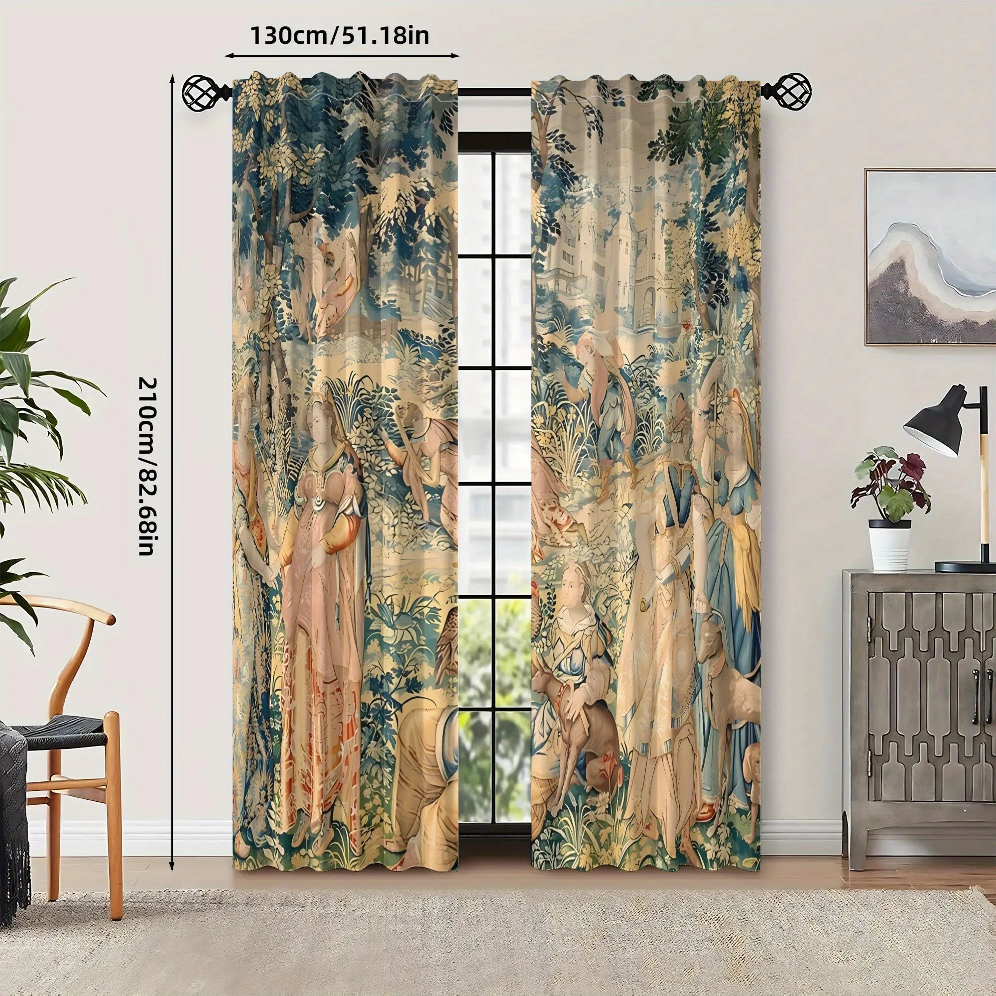 Premium Classical Mythology Forest Goddesses Curtains Polyester Art Tapestry Drapes Window Panels Living Room Bedroom Decoration